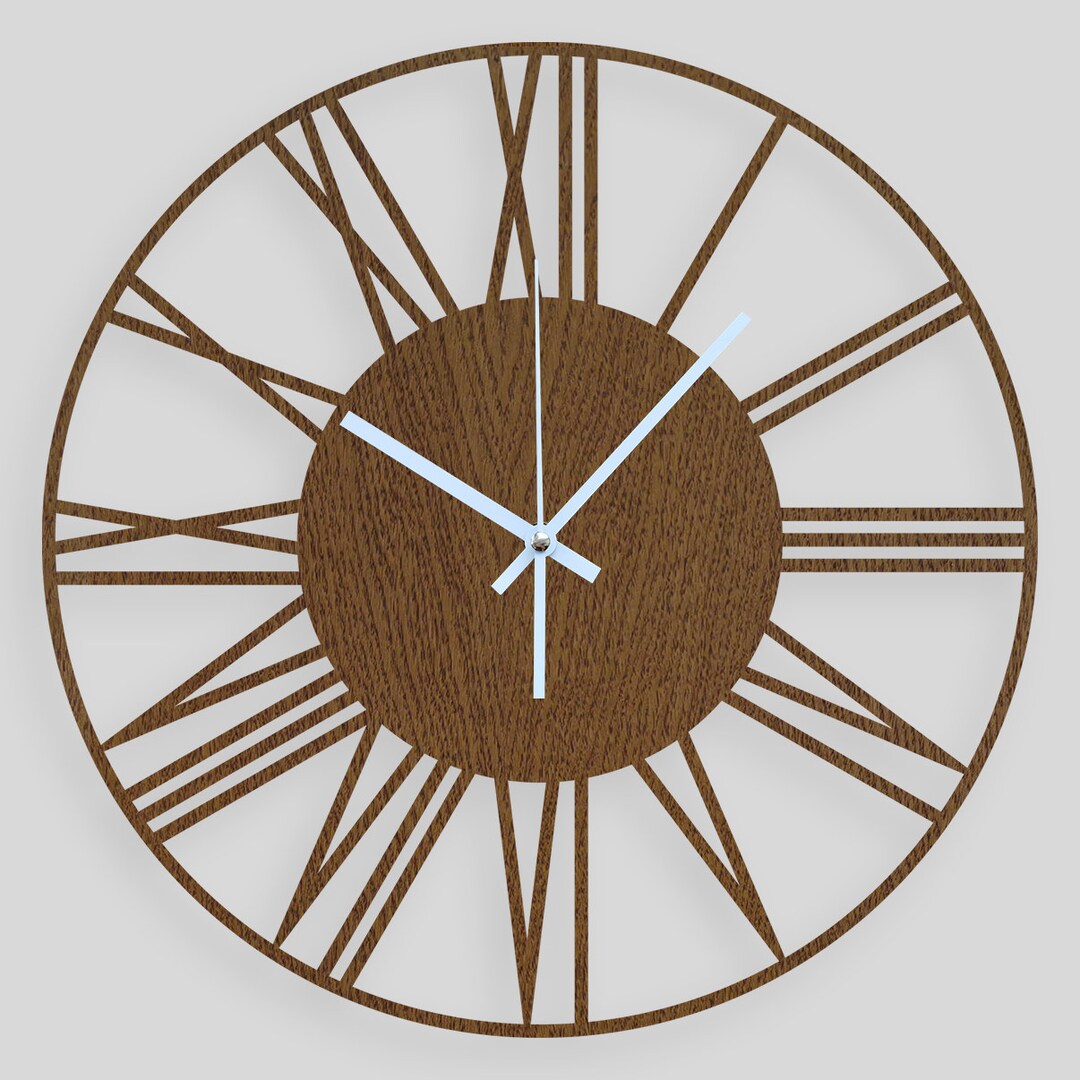 Roman Wall Clock Roman Numbers Clock Wooden Wall Clock Etsy