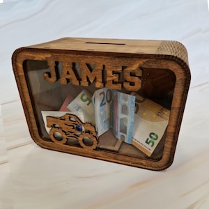 Piggy Bank, Kids Piggy Bank, Toddler Fund, Money Box, Cash Box, Wooden Box for Banknotes, Birthday Gift Box, Personalized Gift