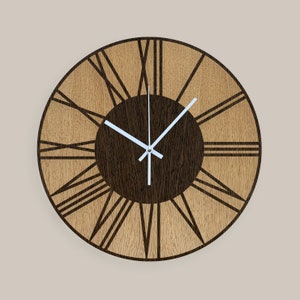 Roman wall clock, Roman clock, Natural Oak Wooden Wall Clock, Home Decor, Gift for Home, Living Room Clock, Interior Ideas
