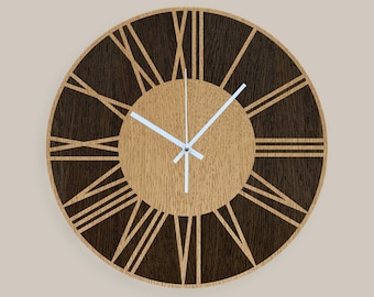 Roman wall clock, Roman clock, Natural Oak Wooden Wall Clock, Home Decor, Gift for Home, Living Room Clock, Interior Ideas