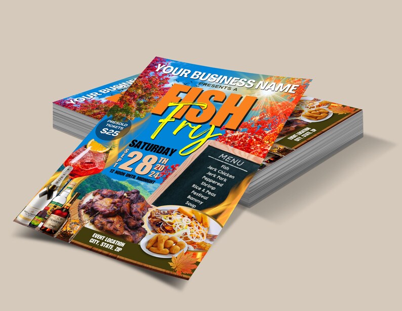 Fish Fry Flyer Template Etsy
