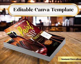 Paint and Sip Night Flyer Template | Editable Canva Invitation (Digital Download)