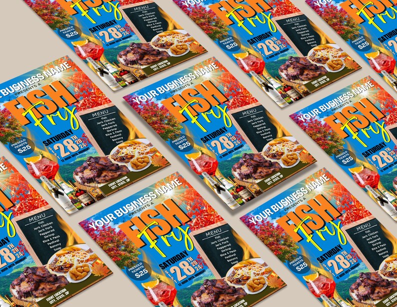 Fish Fry Flyer Template Etsy