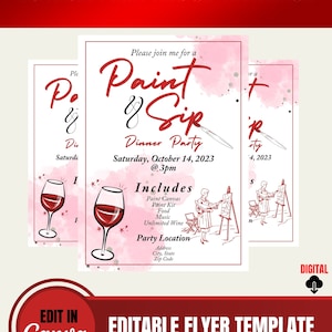 Paint and Sip Dinner Party Invitation Template