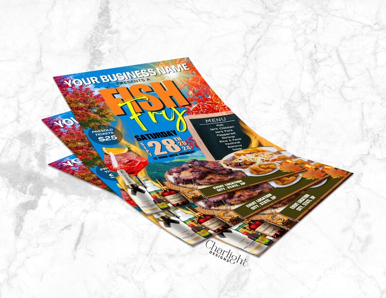 Fish Fry Flyer Template Etsy