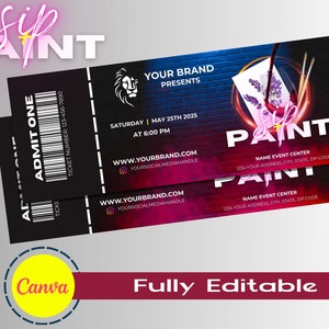 Paint and Sip Custom Event Ticket Vorlage