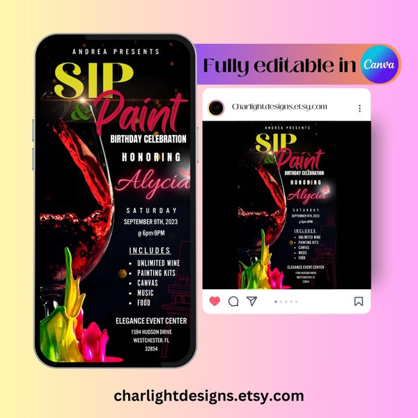 Sip and Paint Flyer Template