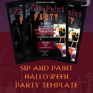 Sip and Paint Halloween Flyer Template