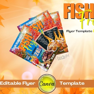 Fish Fry Flyer Template | Editable Canva Event Flyer | Church Fundraiser, Community Cookout, Seafood Dinner Invitation | Digital Download