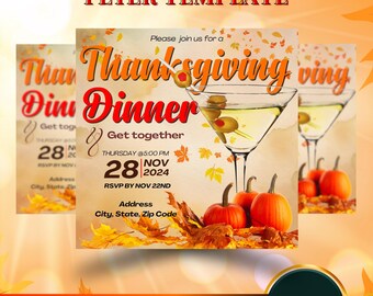 Bearbeitbare Thanksgiving-Dinner-Einladungsvorlage