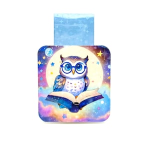 Owl in the Stars – Laminated Magnetic Bookmark for Books & Journals