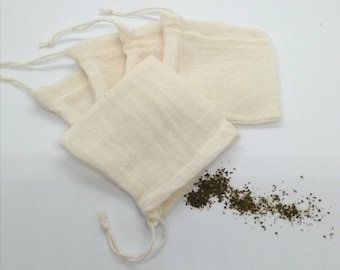 Reusable Handmade Zero Waste Organic Cotton Tea Bags - Pack of 5