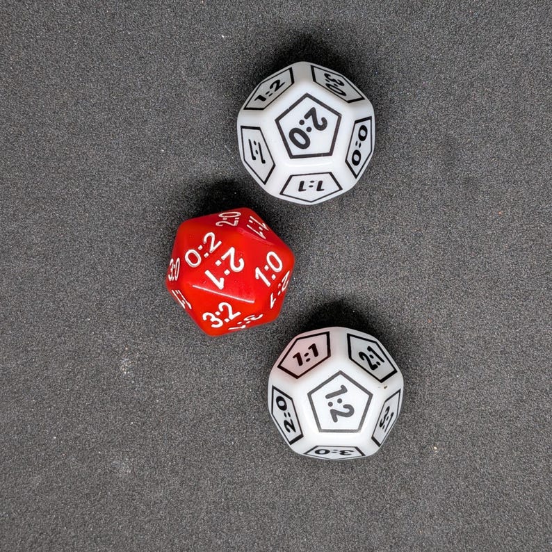 Prediction dice - 3-piece set - Country set - 3 football score dice in national colors - Gift idea England