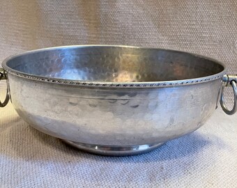 Hammered Aluminum Bowl Vintage Decorative Hammered Aluminum Bowl Vintage Silver Bowl Midcentury Silver Bowl