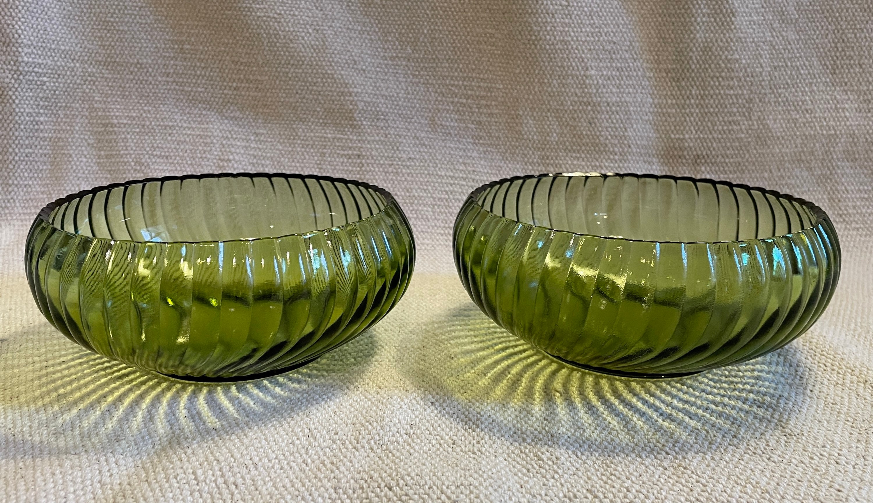 Pair of Green Vintage Glass Bowls Vintage Decorative Glass Etsy España