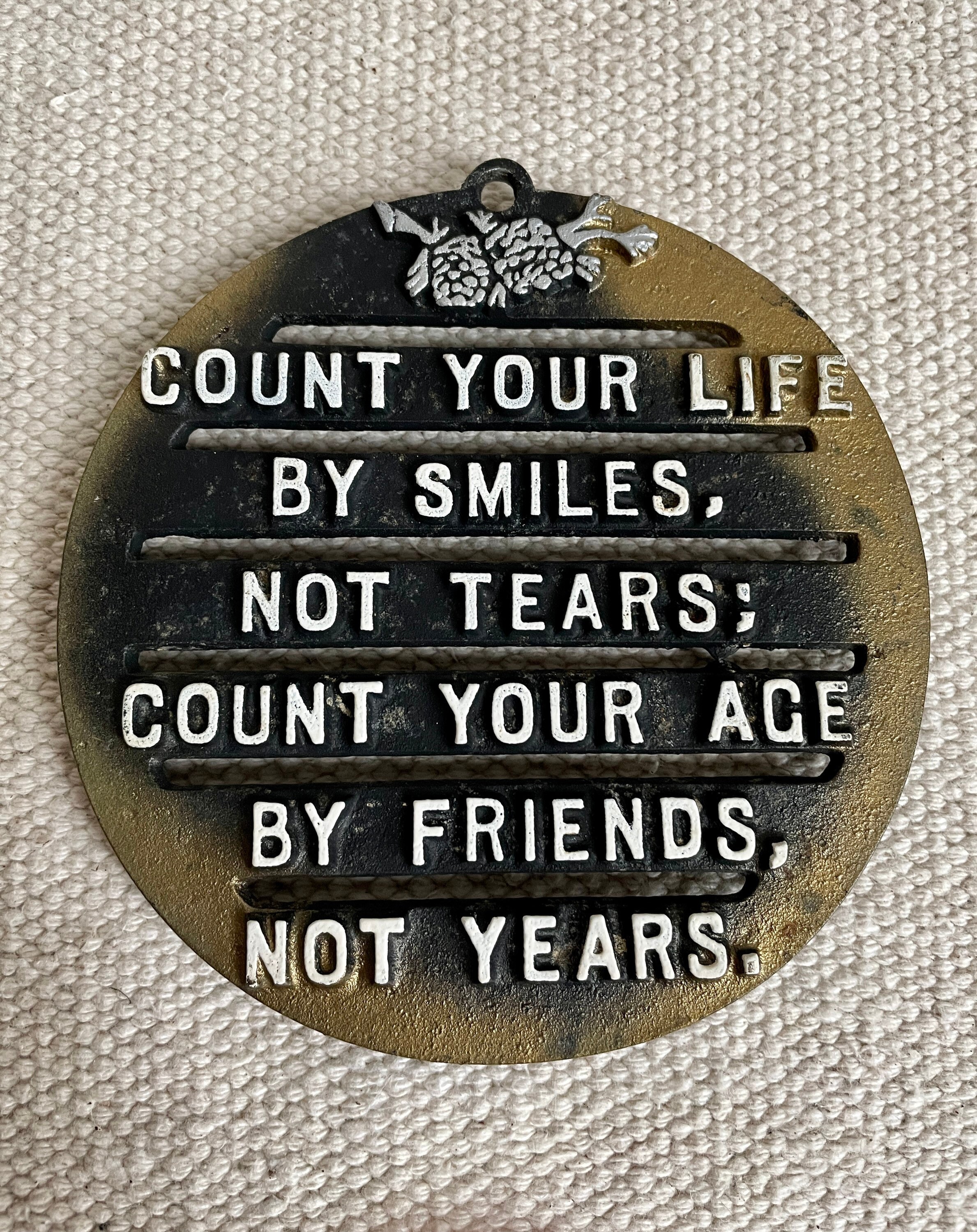 Mid Century Cast Iron Quote Trivet Vintage Cast Iron Trivet Etsy