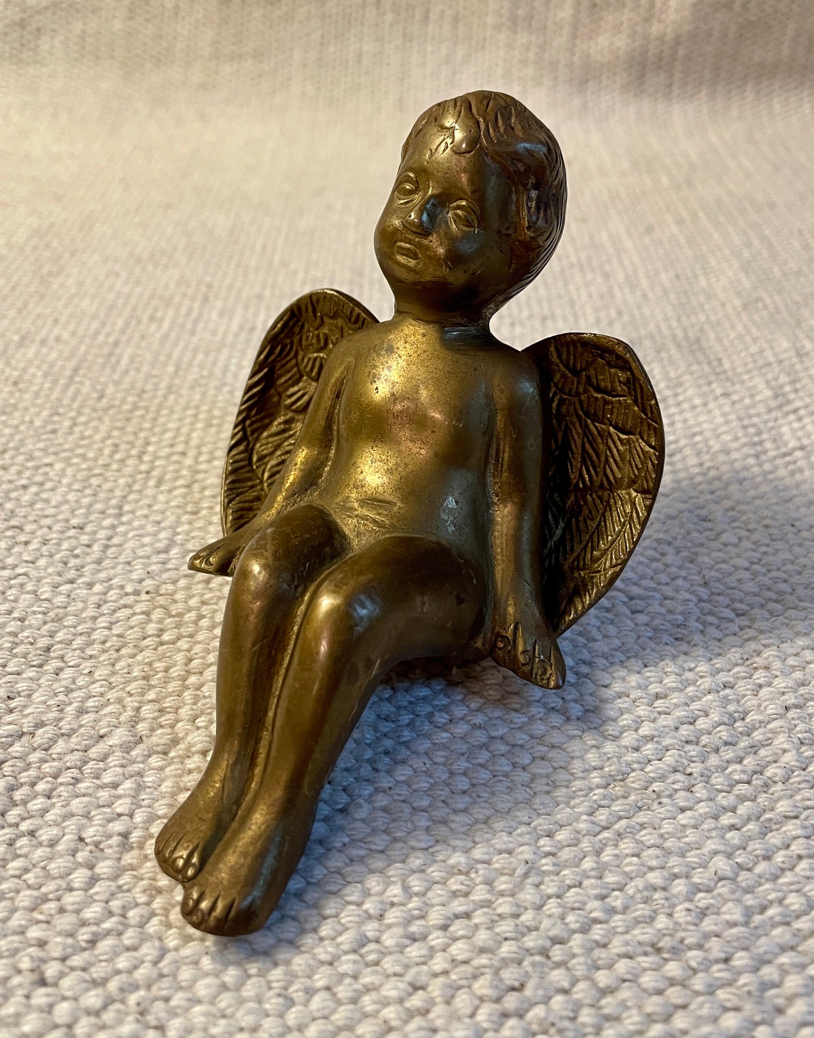Vintage Brass Cherub Angel Shelf Sitter Figurine Vintage Etsy