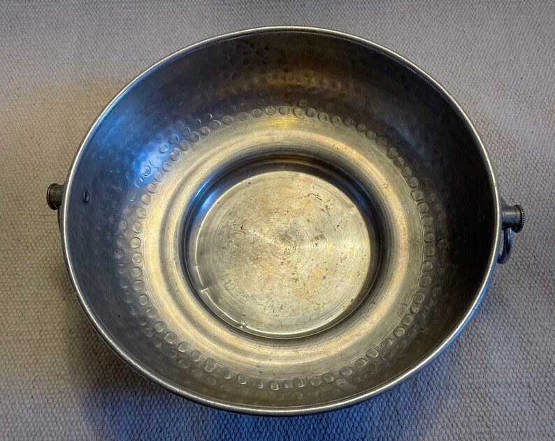 Hammered Aluminum Bowl Vintage Decorative Hammered Aluminum Bowl Vintage Silver Bowl Midcentury Silver Bowl