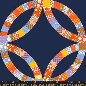 Honey Fabric Double Wedding Ring Navy by Alexia Abegg for Ruby Star Society - RS4062-15 - Sold by the 12" Repeat