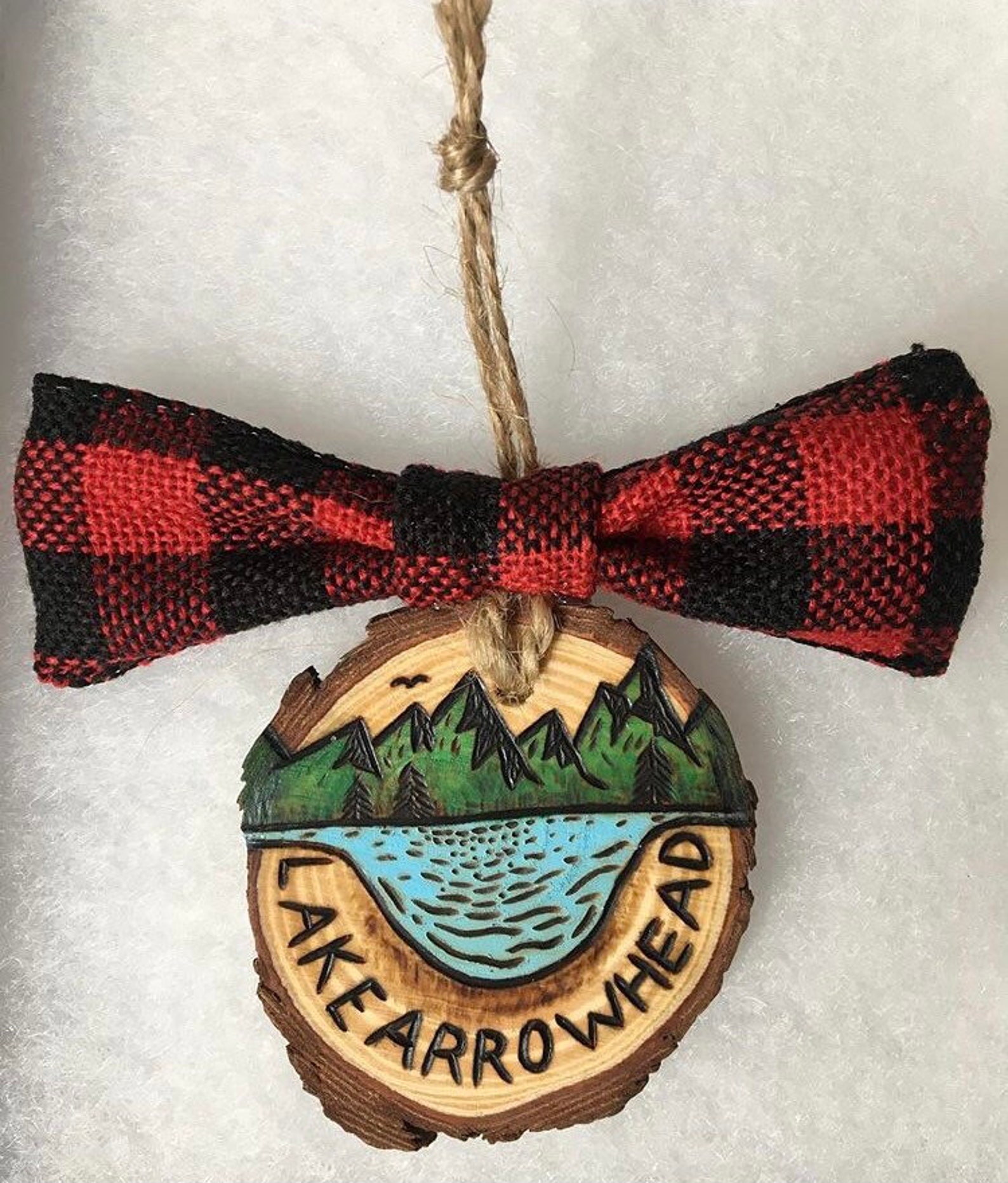 Wood Burned Lake Arrowhead Christmas Ornament/wood Etsy