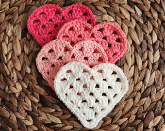 Granny Heart Coaster | Valentine's Day | 100% Cotton | Hand Crocheted