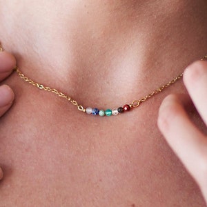 Seven chakra necklace Raw Healing Crystals Dainty Natural stones choker Yoga genuine gemstones necklace for woman Chakra gift