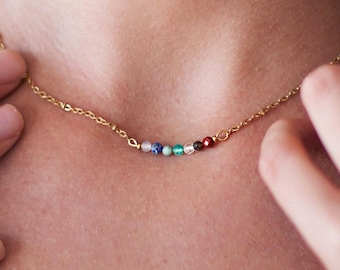 Seven chakra necklace Raw Healing Crystals Dainty Natural stones choker Yoga genuine gemstones necklace for woman Chakra gift