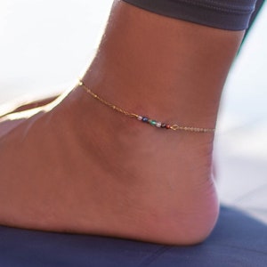 Seven chakra ankle bracelet - Raw Healing Crystals Dainty - Natural stones anklet - Yoga genuine gemstones - Anklet for woman -Chakra gift