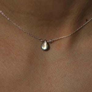 Collana in argento 925 con pendente a goccia in conchiglia naturale, pendente in abalone, collana regolabile in madreperla, collana bohémien per lei, girocollo con conchiglia