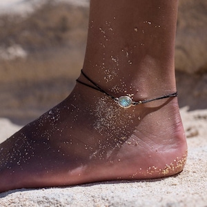Tobillera ópalo hawaiano Tobillera mujer playa tobillera surf pulsera para el pie turquesa pulsera de tobillo de playa regalo para ella Blanco