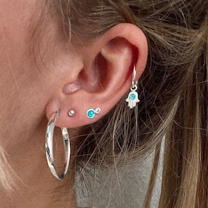 925er Silberohrringe - Fatima-Handohrringe - Kleine Kristallohrringe - Böhmischer Schmuck - Edelsteinohrringe