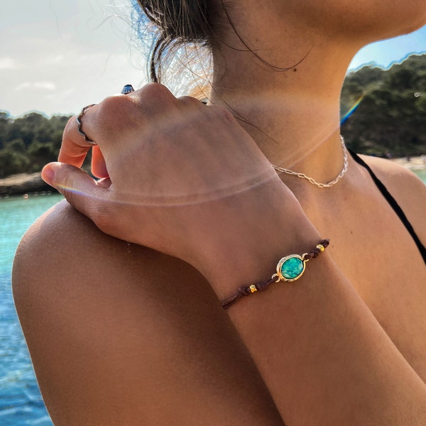 Verstellbares Hawaii-Opal-Armband – Surfer-Armband – Geschenk für Sie, handgefertigter Schmuck