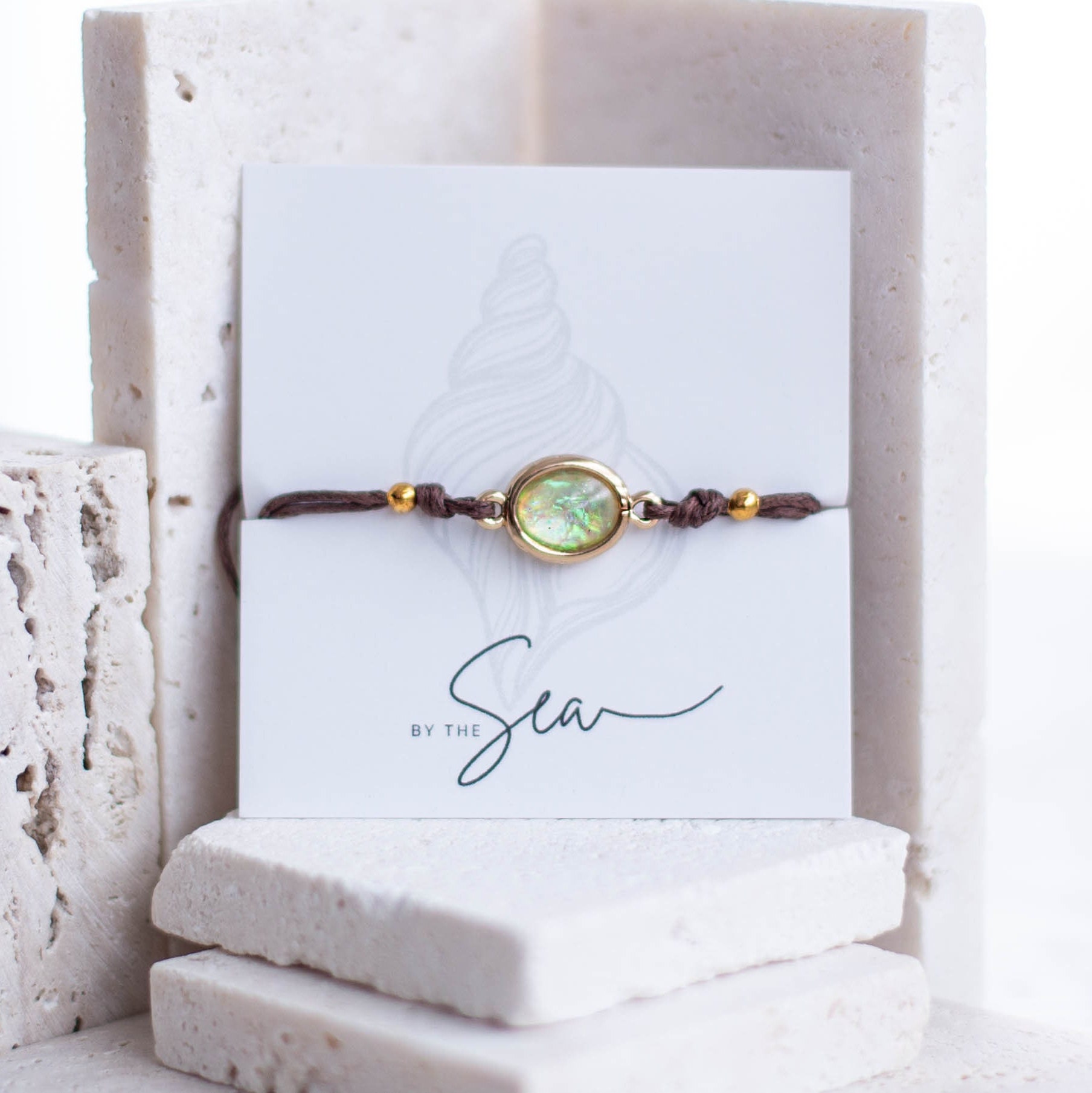 Blue or White Hawaiian Opal Adjustable Bracelet Handmade Beach Surfer Jewelry Handmade Boho Gift for Her