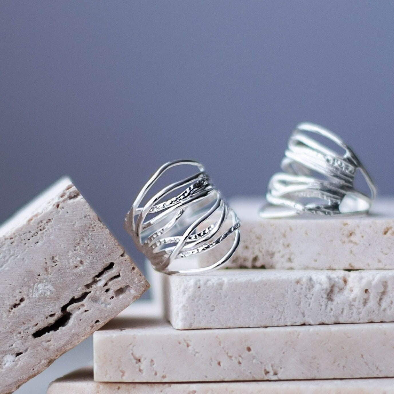 925 Sterling Silver Ring Thick Rings With Several