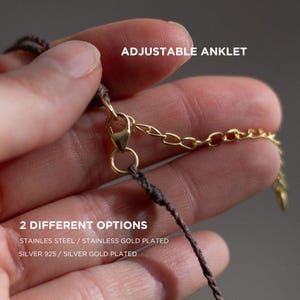 Natural stone teardrop anklet in different colors Brown rope anklet Bohemian stone anklet summer anklet unique Ankle bracelet for woman image 3
