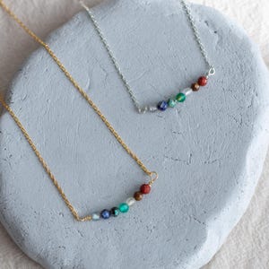 Seven chakra necklace Raw Healing Crystals Dainty Natural stones choker Yoga genuine gemstones necklace for woman Chakra gift