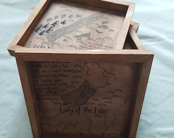 Hand Painted Fantasy Map Dice Tray: Wooden Rolling Tray for D&D