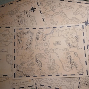 Fantasy World Map Bundle - 7 A3 Continent & Realm Maps for TTRPG, DND, Pathfinder etc.