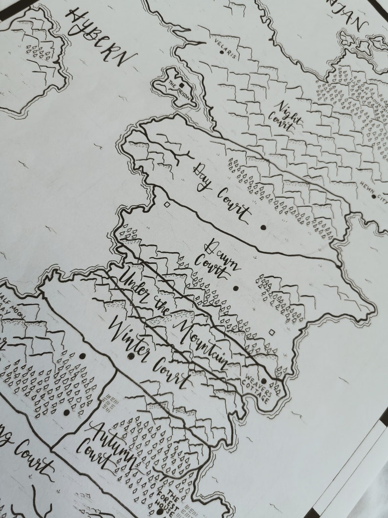 ACOTAR Map Print Handdrawn ACOTAR Map ACOTAR Fantasy Map | Etsy