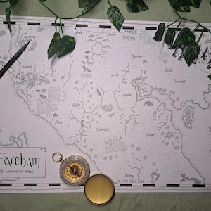 Aangepaste kaart van JOUW stad, kaart in Tolkien-stijl, echte wereldkaart,