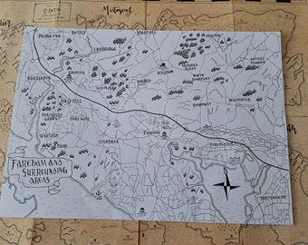 Custom Map of YOUR town, Tolkien style map, Real World Map,