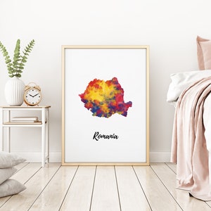 Romania Map | Romania Art | Romania Poster | Country Map | Wall Decor Art | Home Decor | Digital Print Instant Download