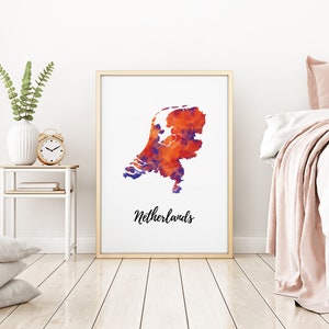Niederlande Karte | Niederlande Kunst | Niederlande Poster | Landkarte | Wanddeko Kunst | Wohndekor | Digitaldruck Sofort Download
