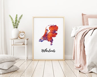 Netherlands Map | Netherlands Art | Netherlands Poster | Country Map | Wall Decor Art | Home Decor | Digital Print Instant Download