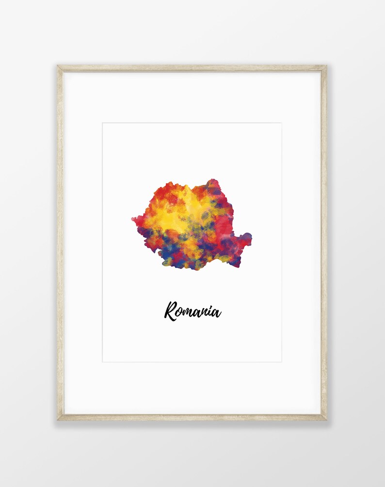 Romania Map Romania Art Romania Poster Country Map Etsy UK