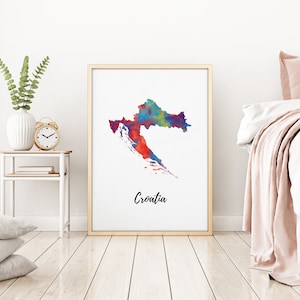 Croatia Map | Croatia Art | Croatia Poster | Country Map | Wall Decor Art | Home Decor | Digital Print Instant Download