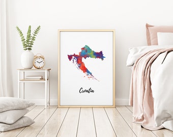 Croatia Map | Croatia Art | Croatia Poster | Country Map | Wall Decor Art | Home Decor | Digital Print Instant Download
