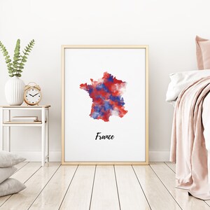 Frankreich Karte | Frankreich Kunst | Frankreich Poster | Landkarte | Wanddeko Kunst | Wohndekor | Digitaldruck Sofort Download