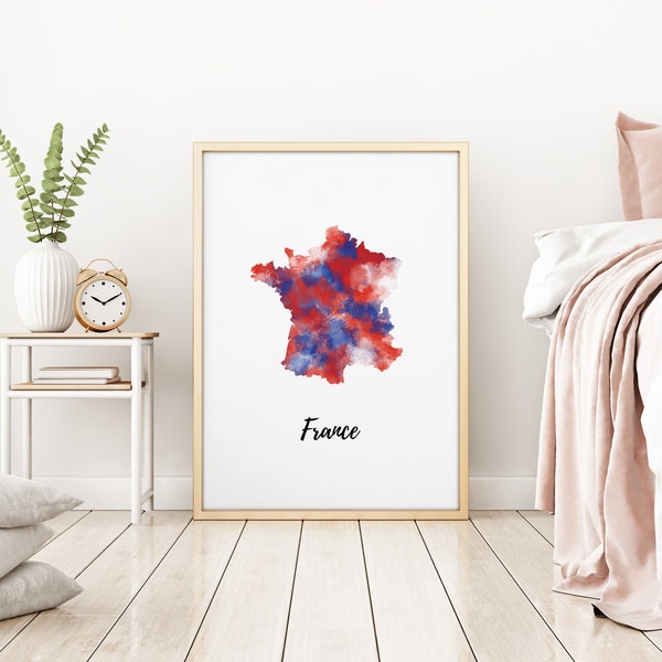 France Map | France Art | France Poster | Country Map | Wall Decor Art | Home Decor | Digital Print Instant Download