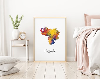 Carte du Venezuela | Vénézuela Art | Affiche du Venezuela | Carte du pays | Art de décoration murale | Décoration d'intérieur | Impression numérique Téléchargement instantané